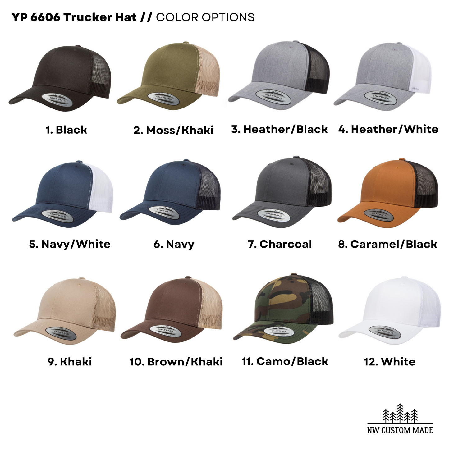 Yupoong 6606 Hat Color Options