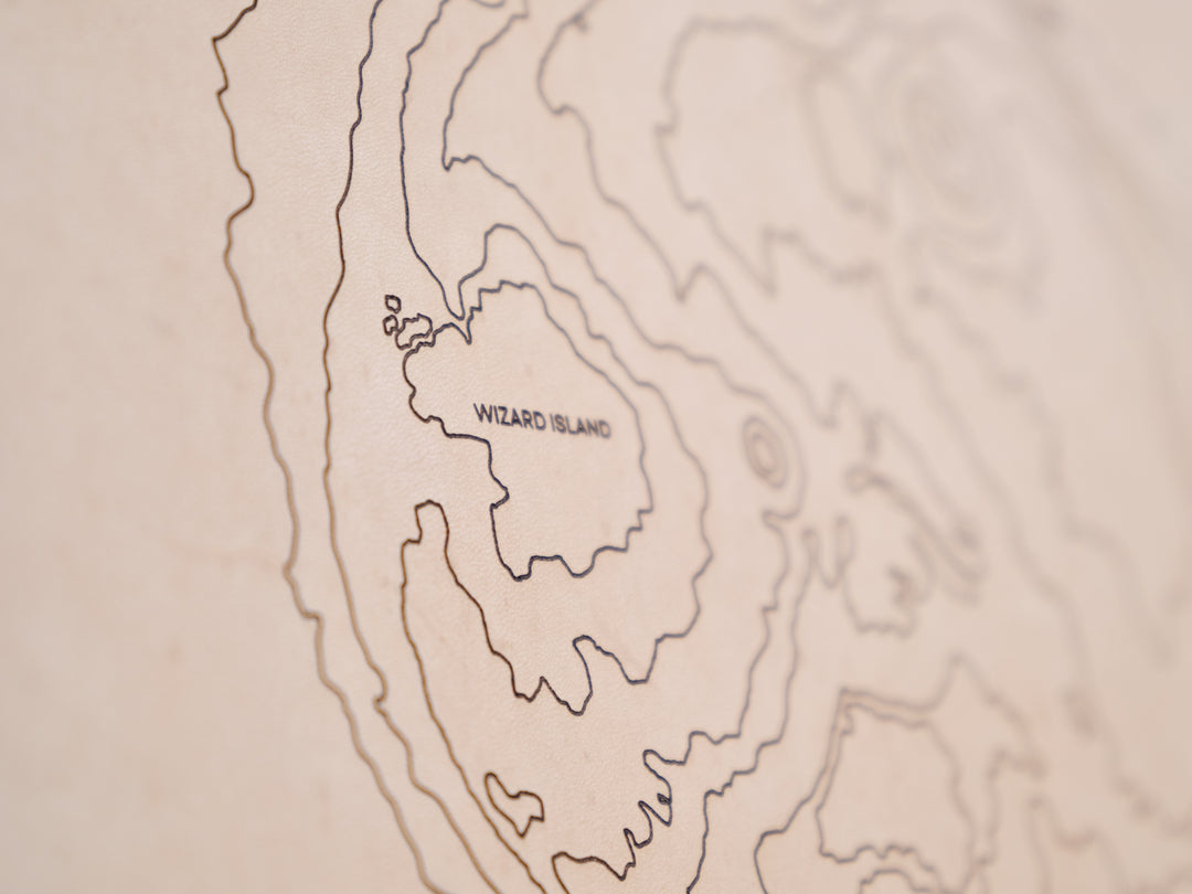 Crater Lake Topographic Engraved Leather Map