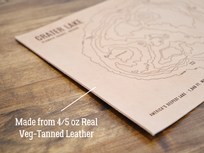 Crater Lake Topographic Engraved Leather Map