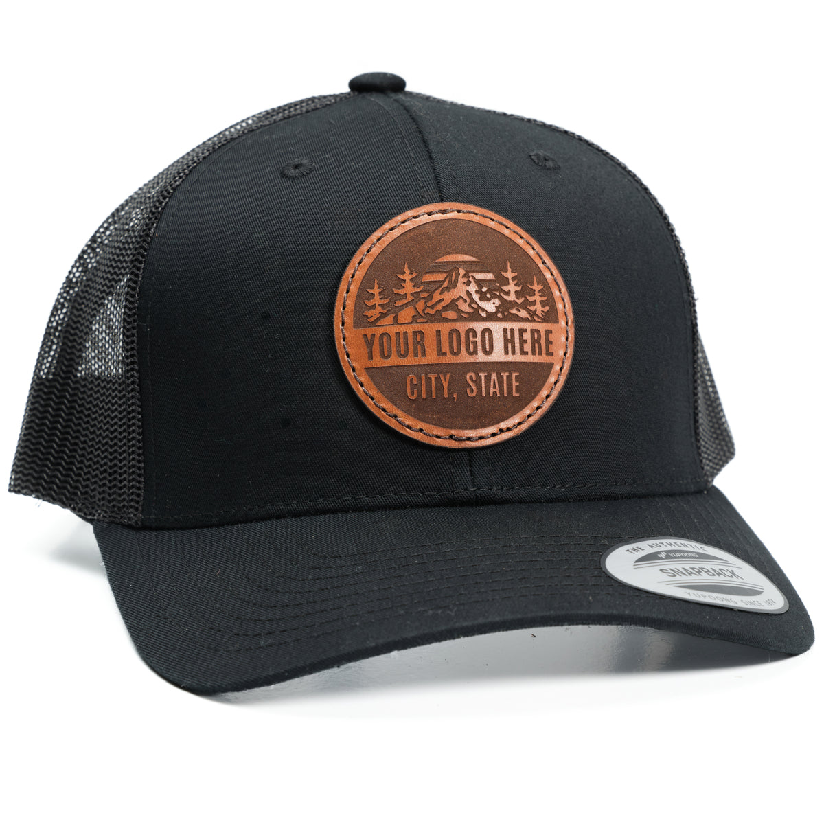 Custom Logo Trucker Hats | Yupoong 6606 Leather Patch Hat 