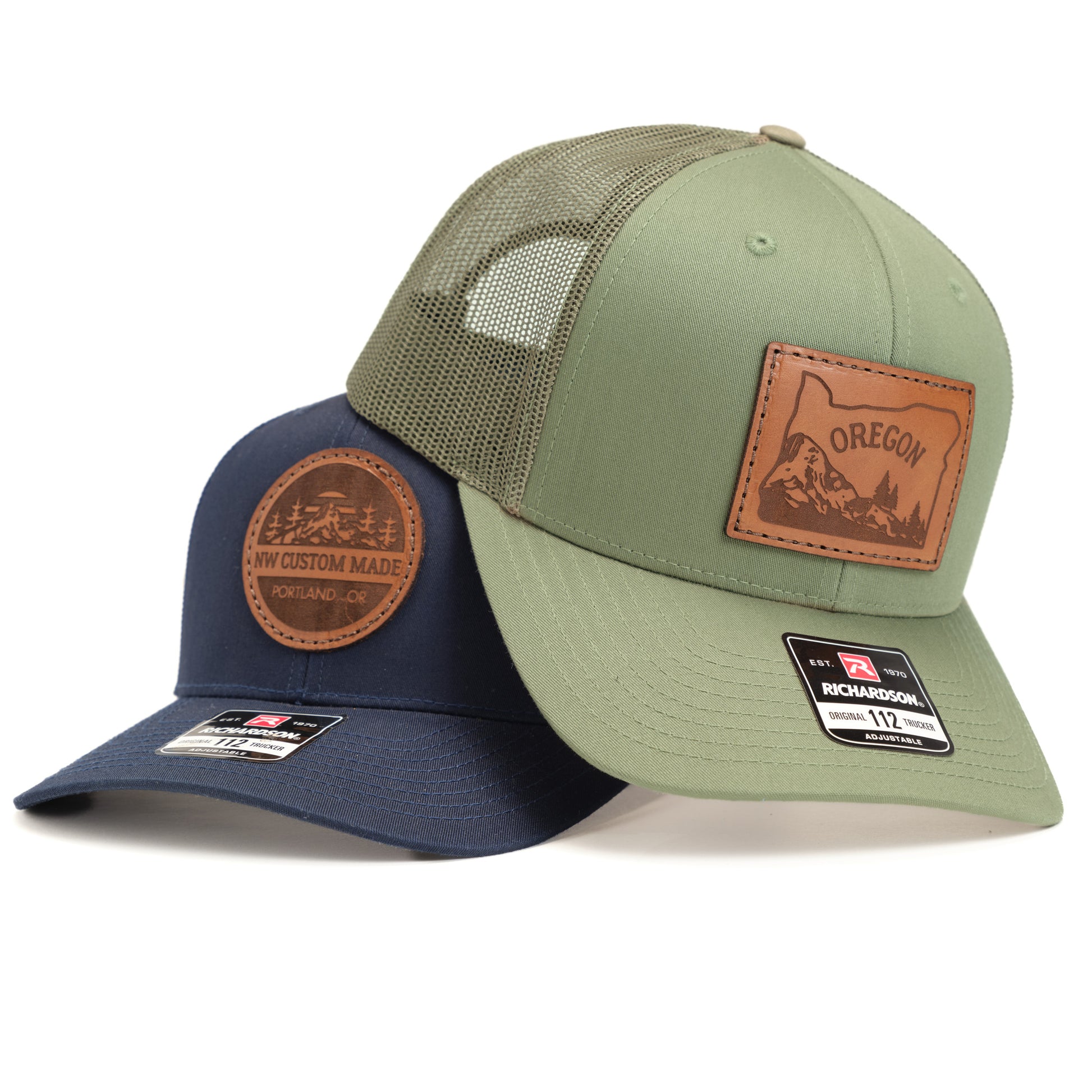 Custom Logo Trucker Hats Richardson 112 Leather Patch Hat – NW