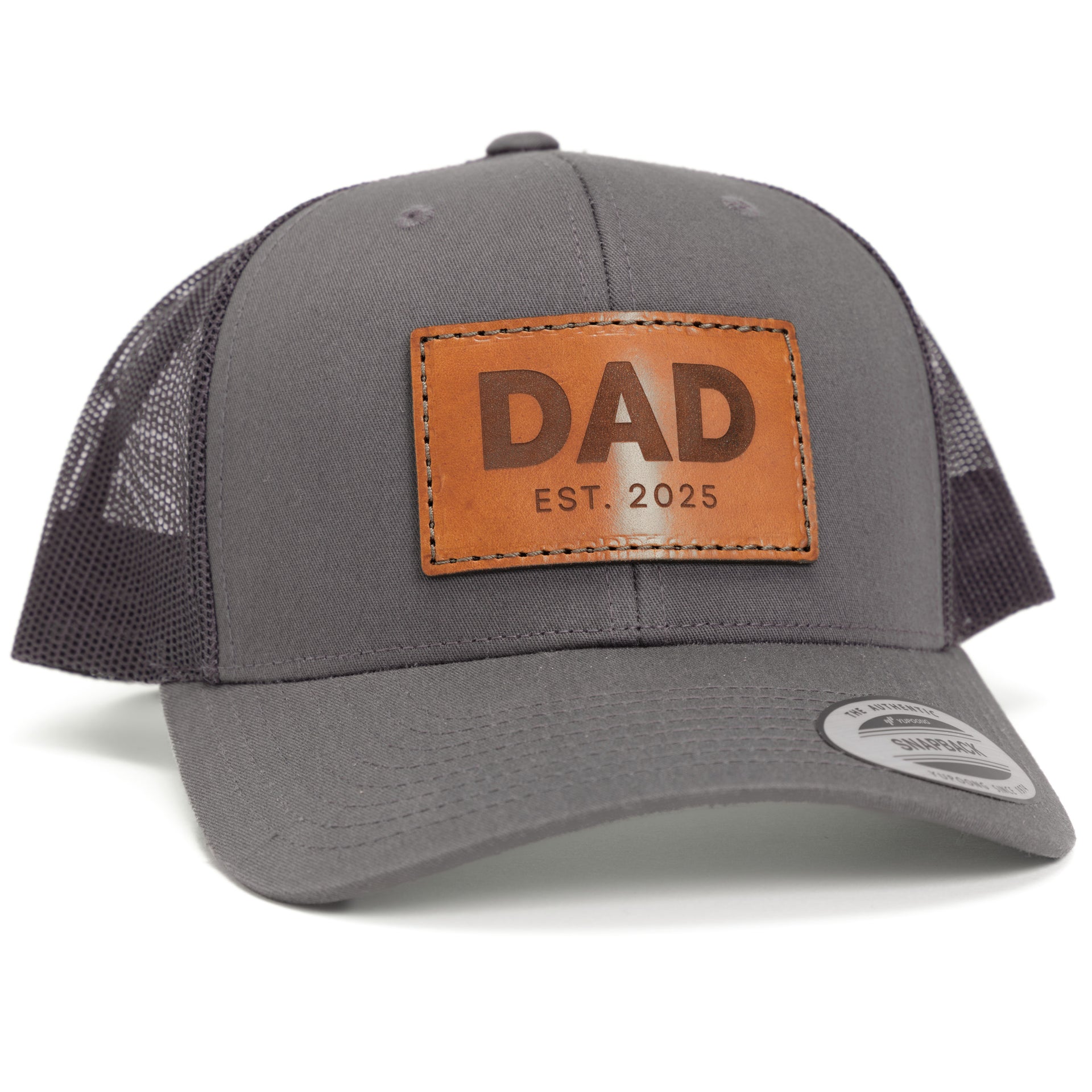 Goyklrb Funny Dad Est 2025 Gorra De Camionero Para Hombre, Ajustable De Cuero Para Nuevo Papá, Gorra De Béisbol, Negro -, Talla única