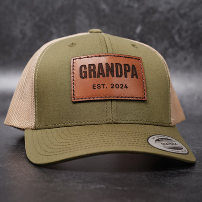 Grandpa Est 2024 Trucker Hat for Baby Announcement Gift