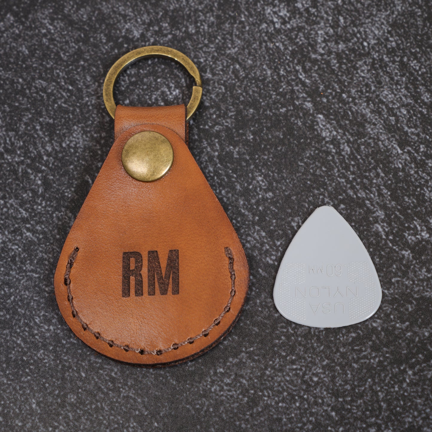 Guitar Pick Holder Leather Keychain