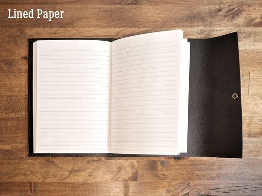 Engraved Leather A5 Wrap Around Journal Italian Leather Lined Paper