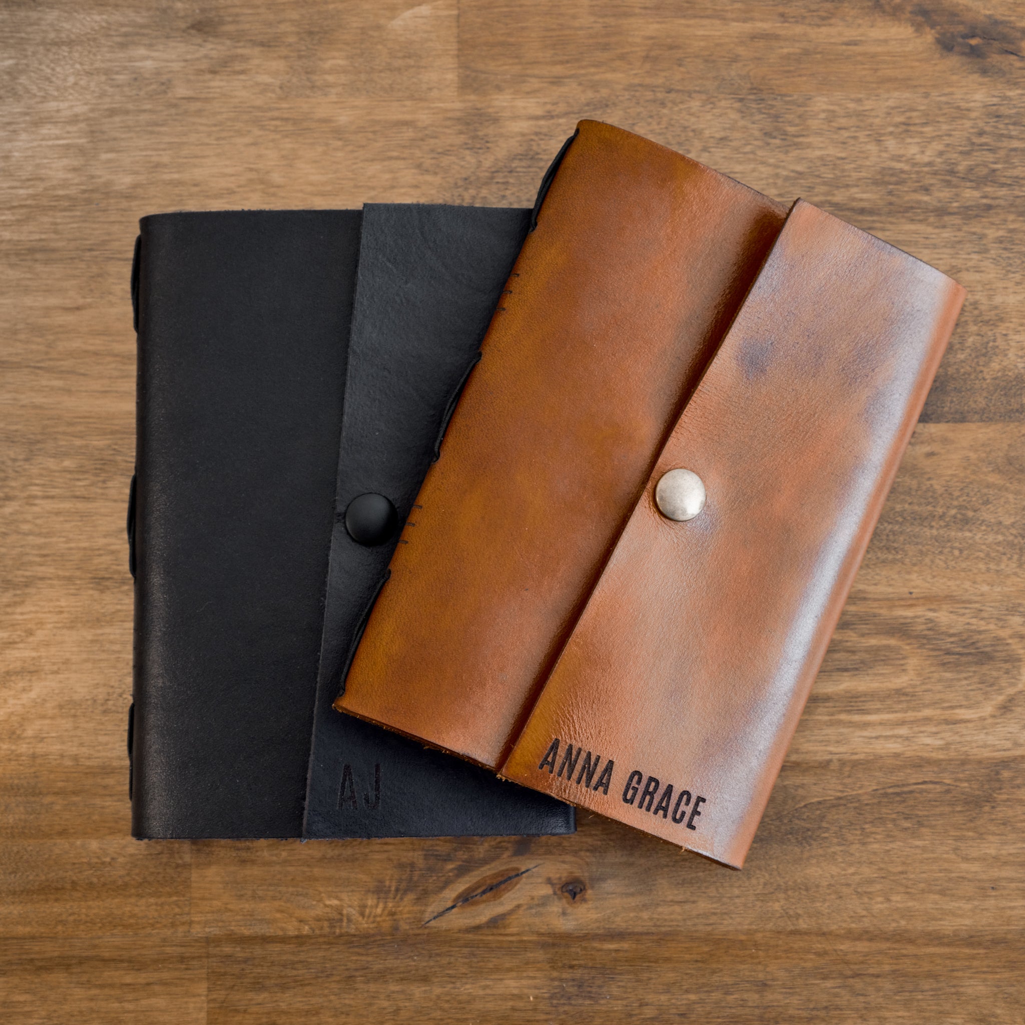 Wrap Around Italian Leather Pocketbook Journal Personalized NW Custom Made