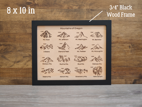 Mountains of Oregon Engraved Leather Art