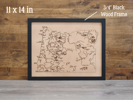 Oregon State Map Engraved Leather Art