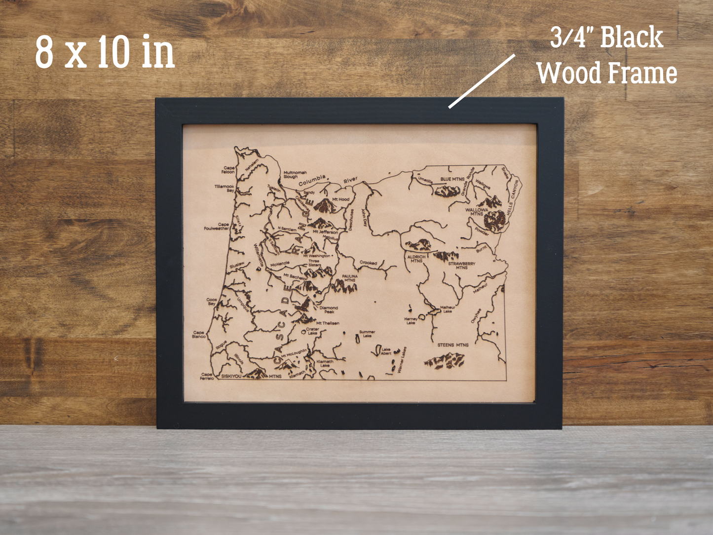 Oregon State Map Engraved Leather Art