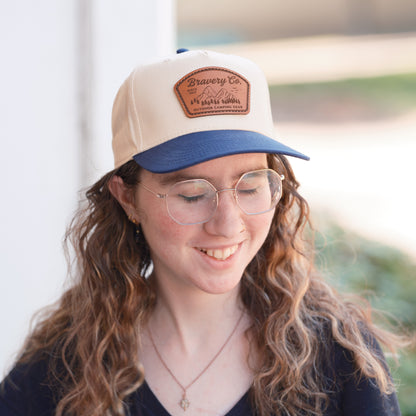 Navy Blue Otto Snapback Hat with Custom Leather Patch