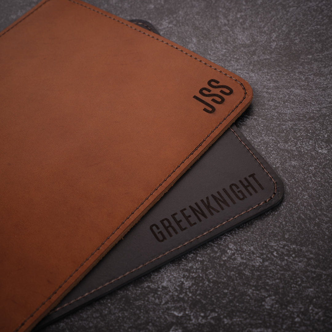 Italian Leather Mousepads Custom Engraved and Stitched
